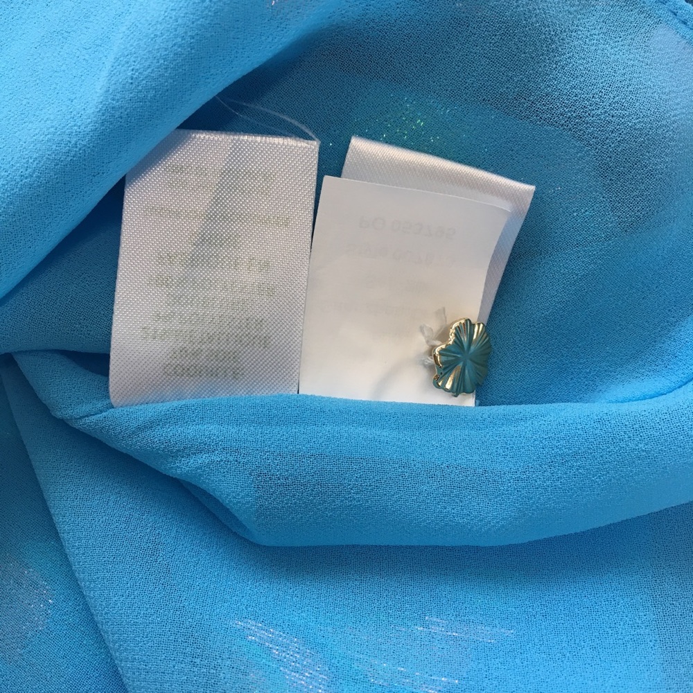 NWOT Lilly Pulitzer Galiana metallic turquoise blue silk blouse S - Picture 14 of 15